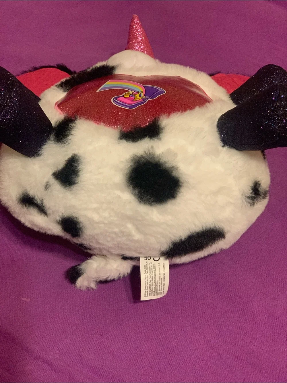Rainbocorns Unicorn Dalmatian Plush Toy with Pink Heart Accent